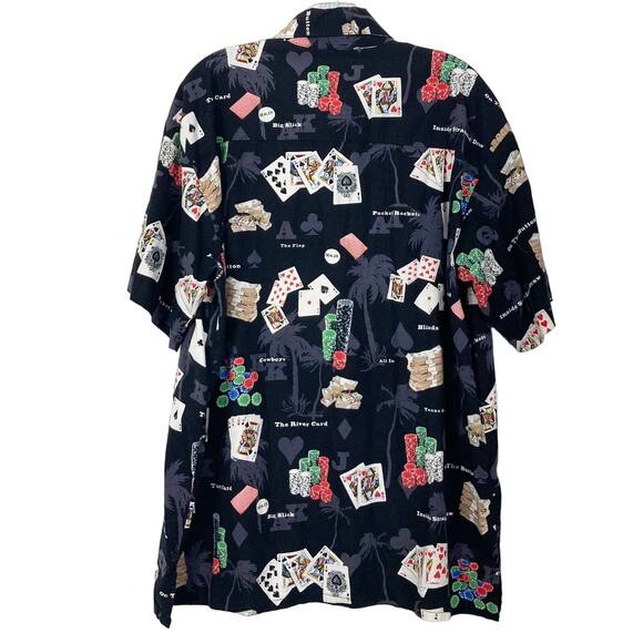 NWOT WAVE SHOPPE Shirt XL Poker-Chips Card Money Black Red Button-Up Short-Sleev - Picture 2 of 13